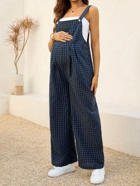 Casual Maternity Overalls (Color: Blue & Black)